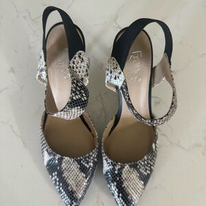 Franco Sarto Size 9 Leather Heels Shoes Snakeskin Strappy Shoe Pointed Toe Pumps